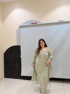 Pastel Green Tissue Handwork Suit