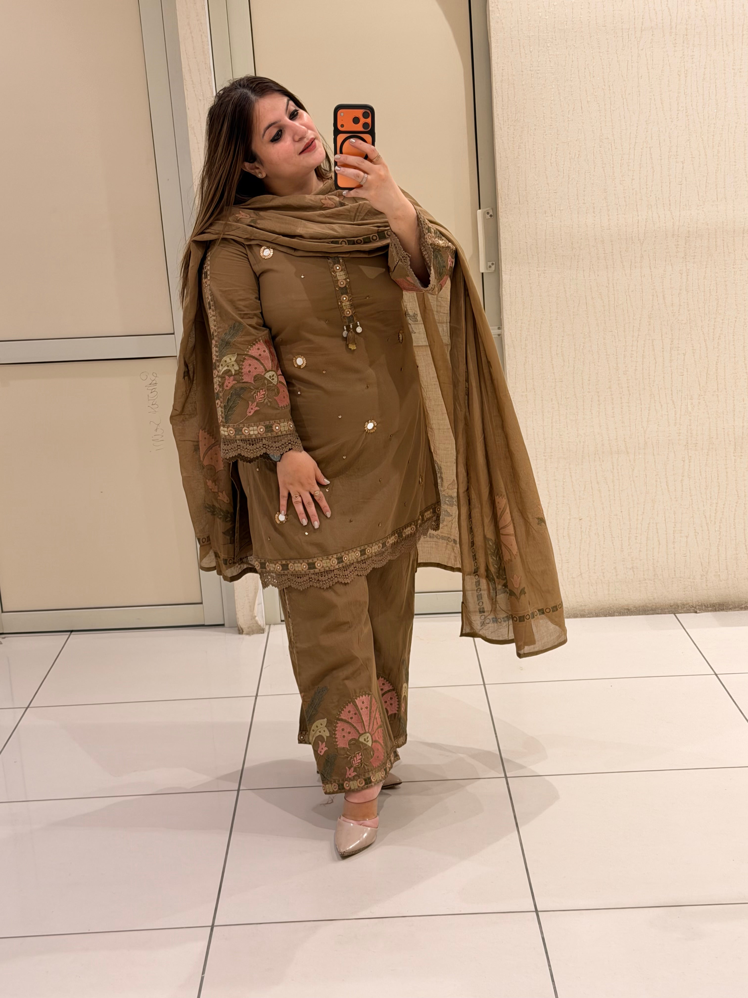 Pure Cotton Thread Embroidered Suit Set
