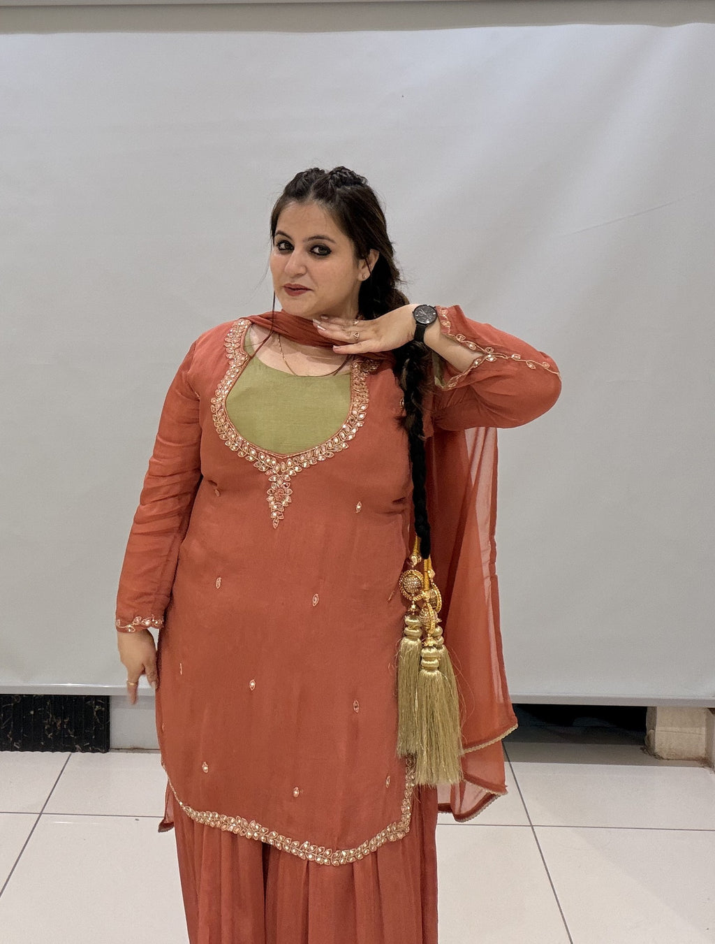 Pure Chinon Designer Dress Set