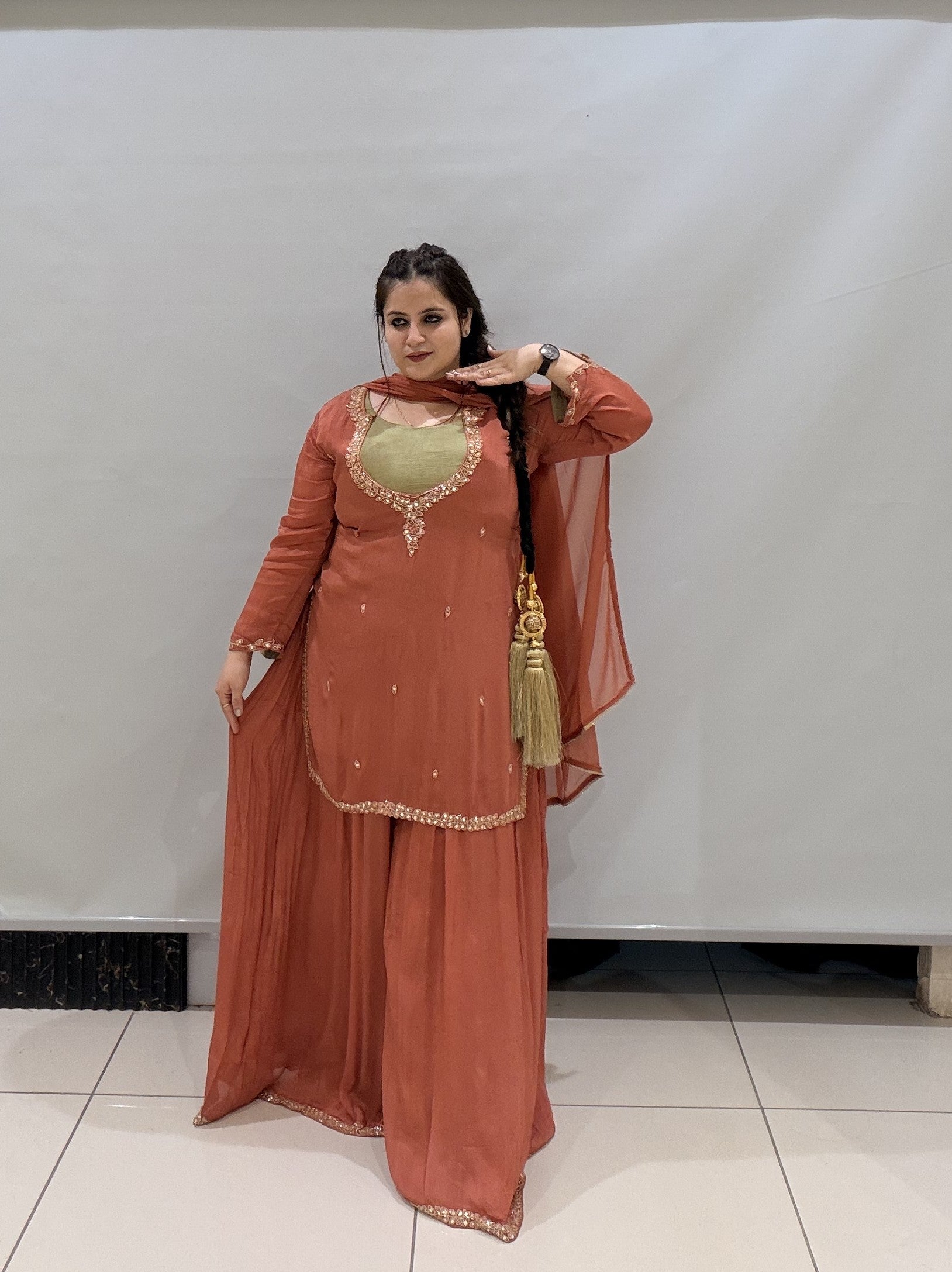 Pure Chinon Designer Dress Set