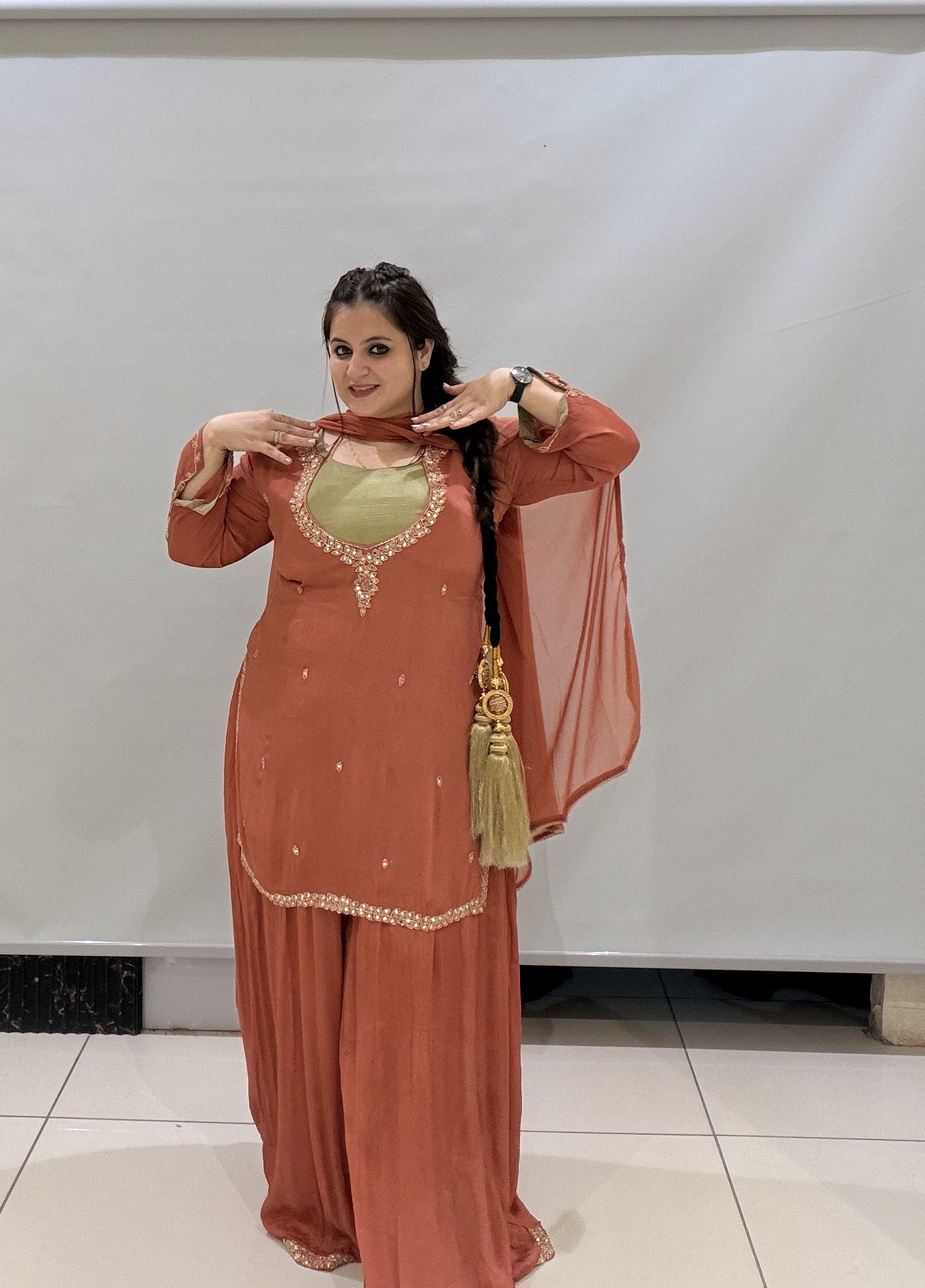 Pure Chinon Designer Dress Set
