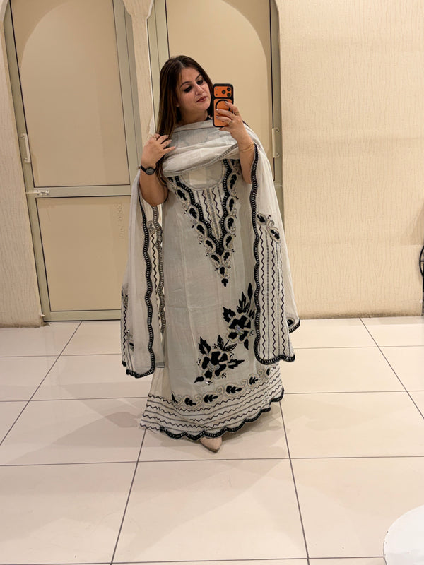 Premium Unstitched Embroidered Suit