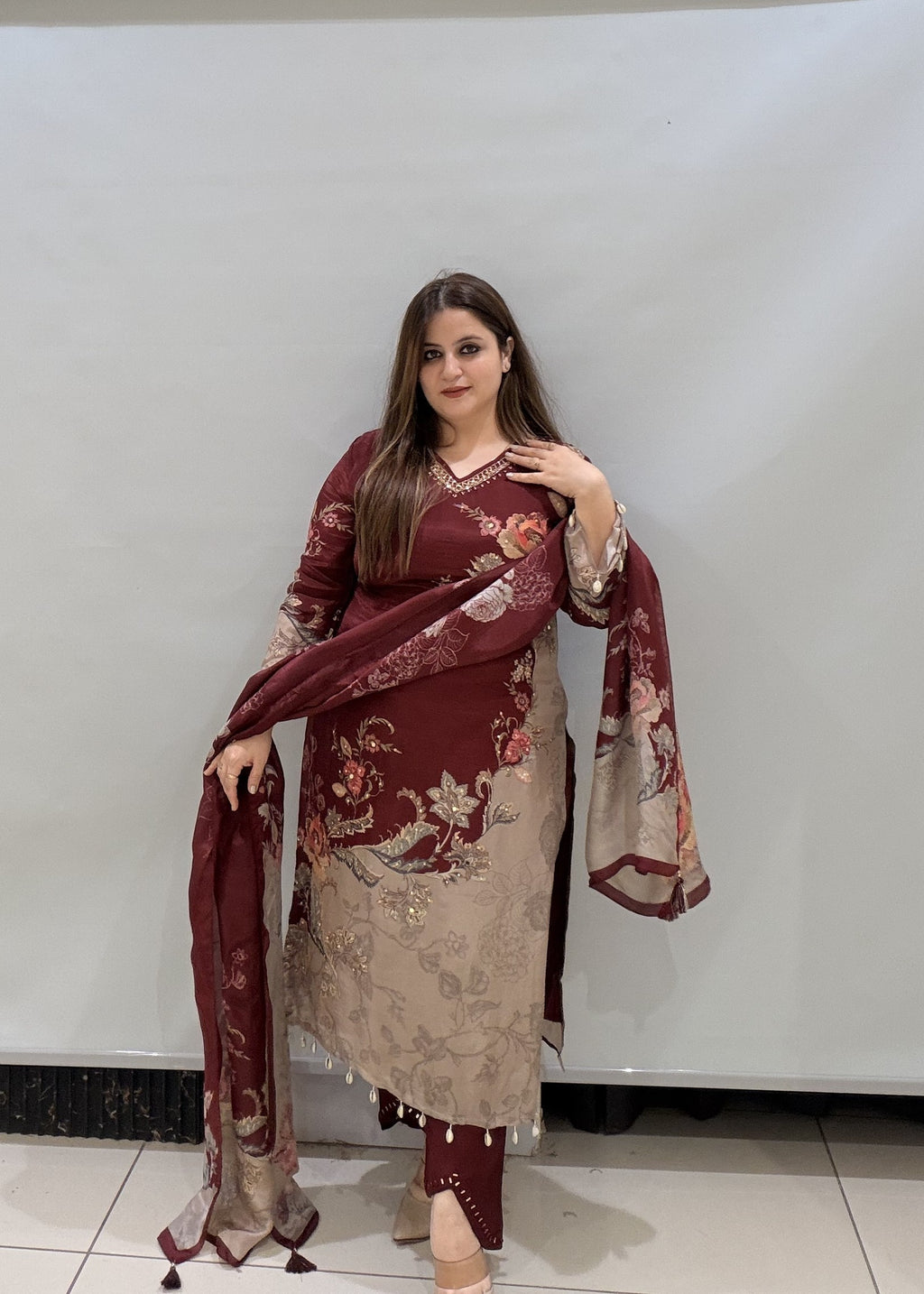 Premium Partywear Floral Printed Suit