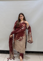Premium Partywear Floral Printed Suit