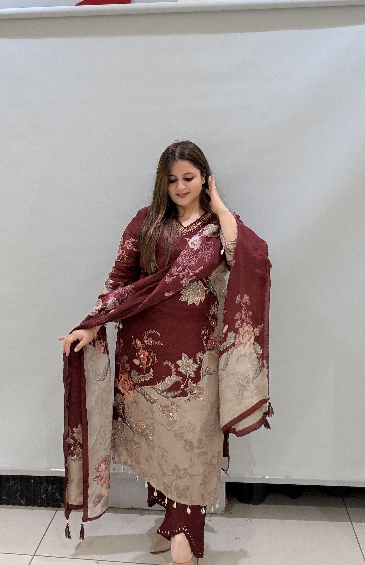 Premium Partywear Floral Printed Suit