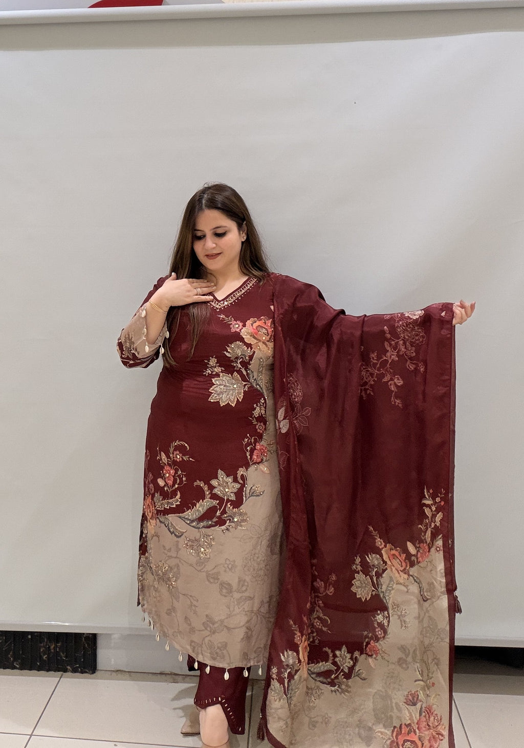 Premium Partywear Floral Printed Suit