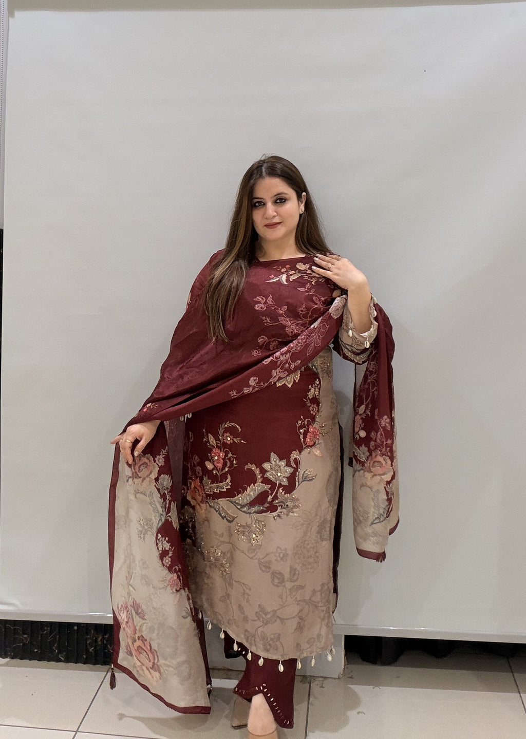 Premium Partywear Floral Printed Suit