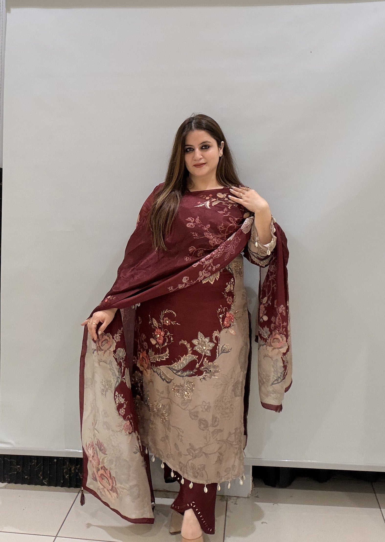 Premium Partywear Floral Printed Suit