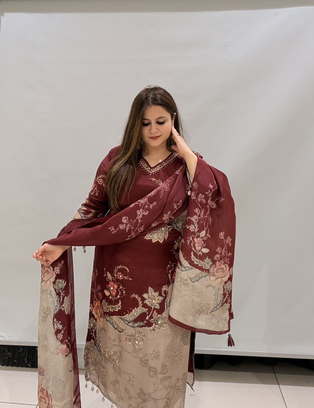 Premium Partywear Floral Printed Suit
