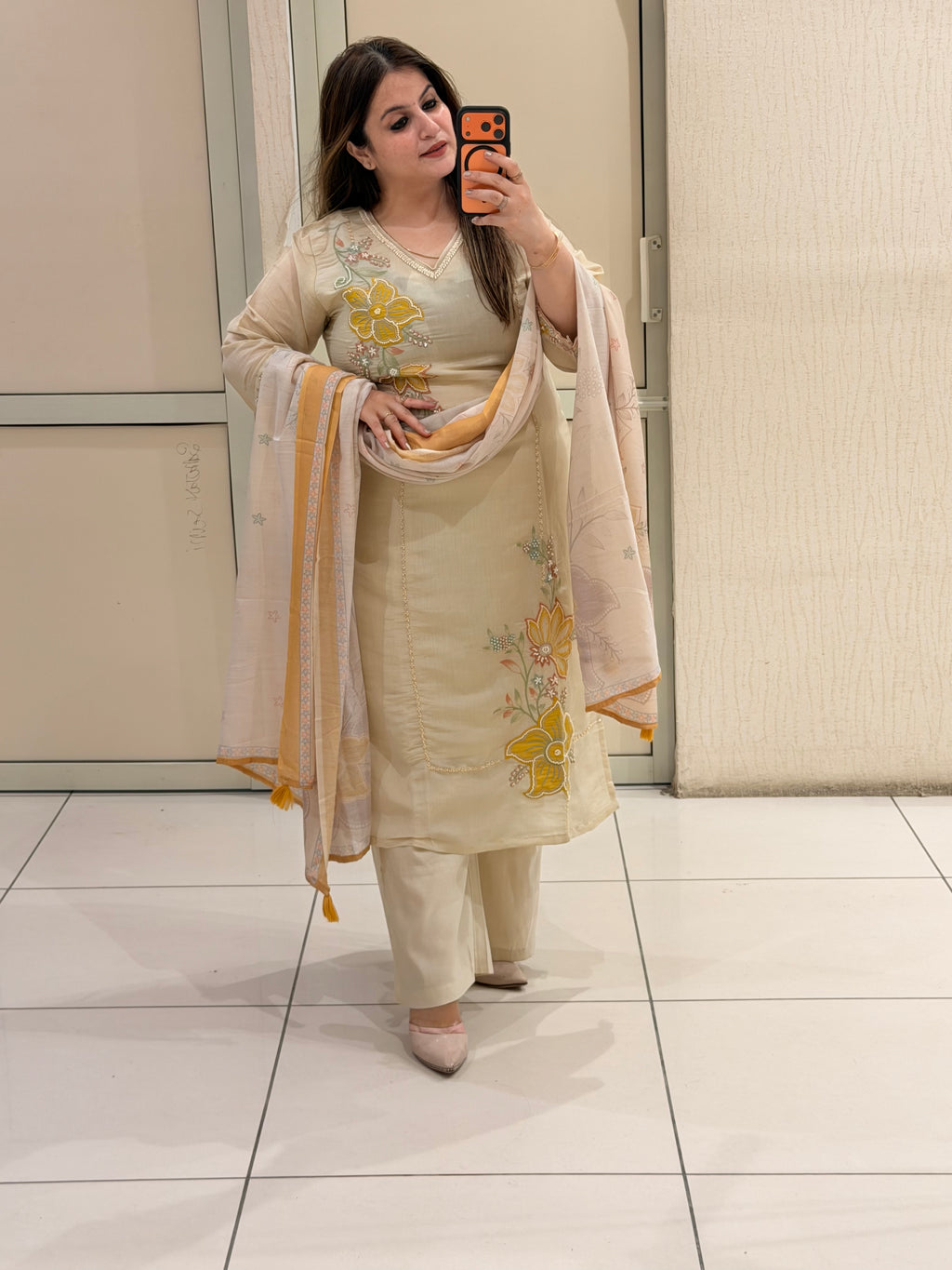 Premium Floral Embroidered Mul Cotton Suit Set