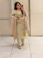 Premium Floral Embroidered Mul Cotton Suit Set