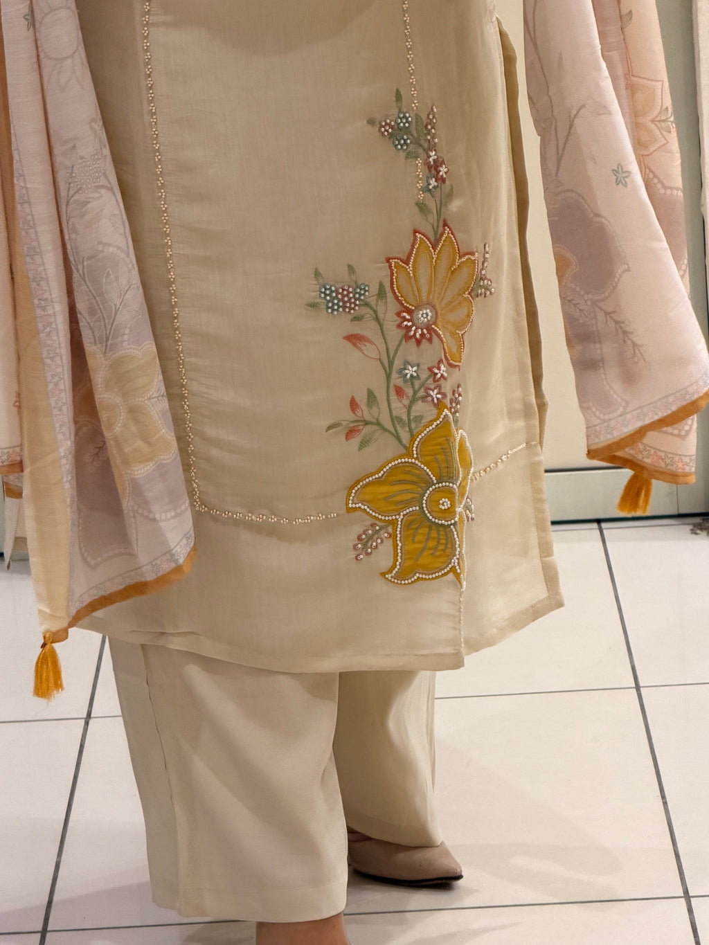 Premium Floral Embroidered Mul Cotton Suit Set