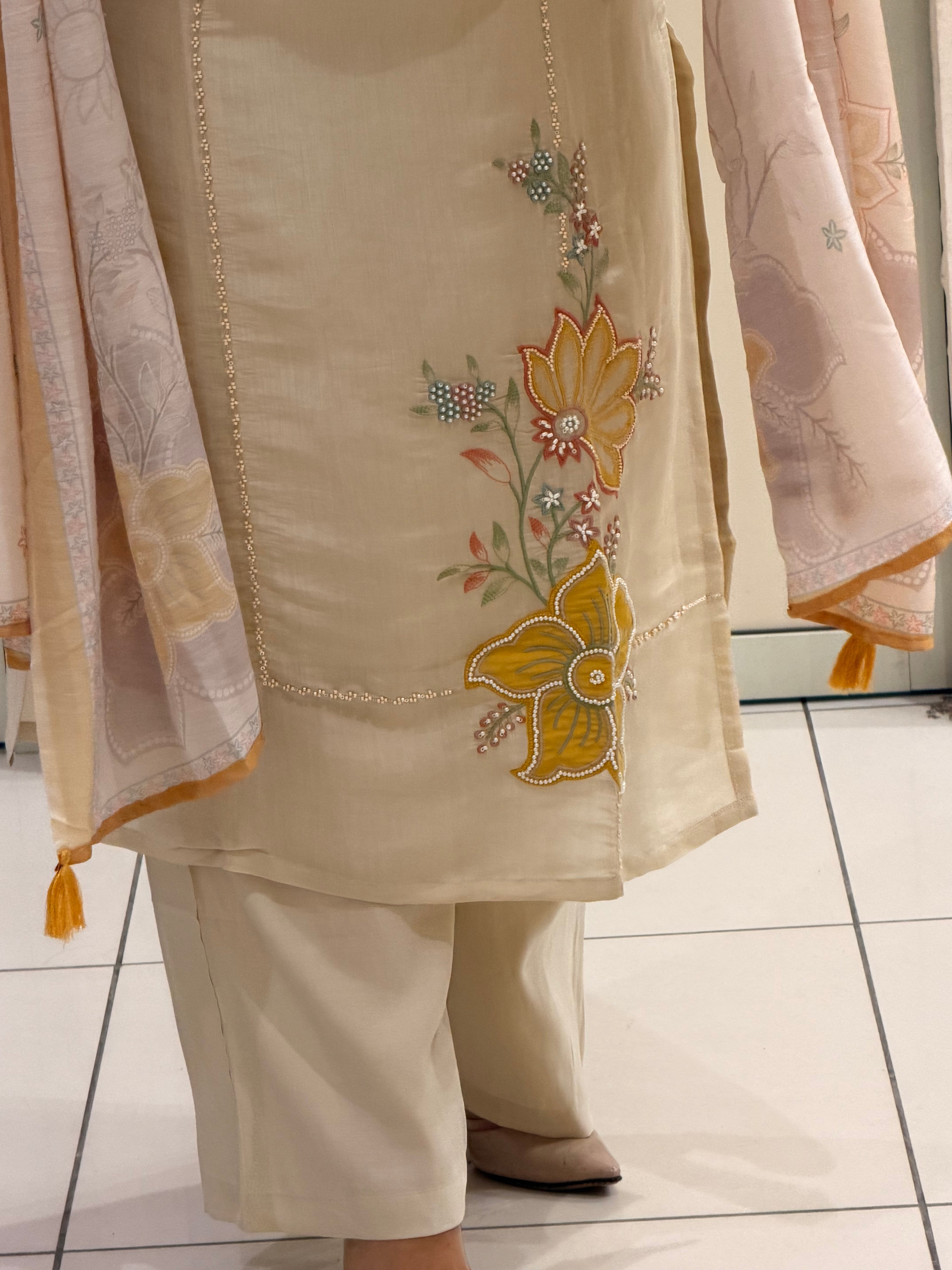 Premium Floral Embroidered Mul Cotton Suit Set