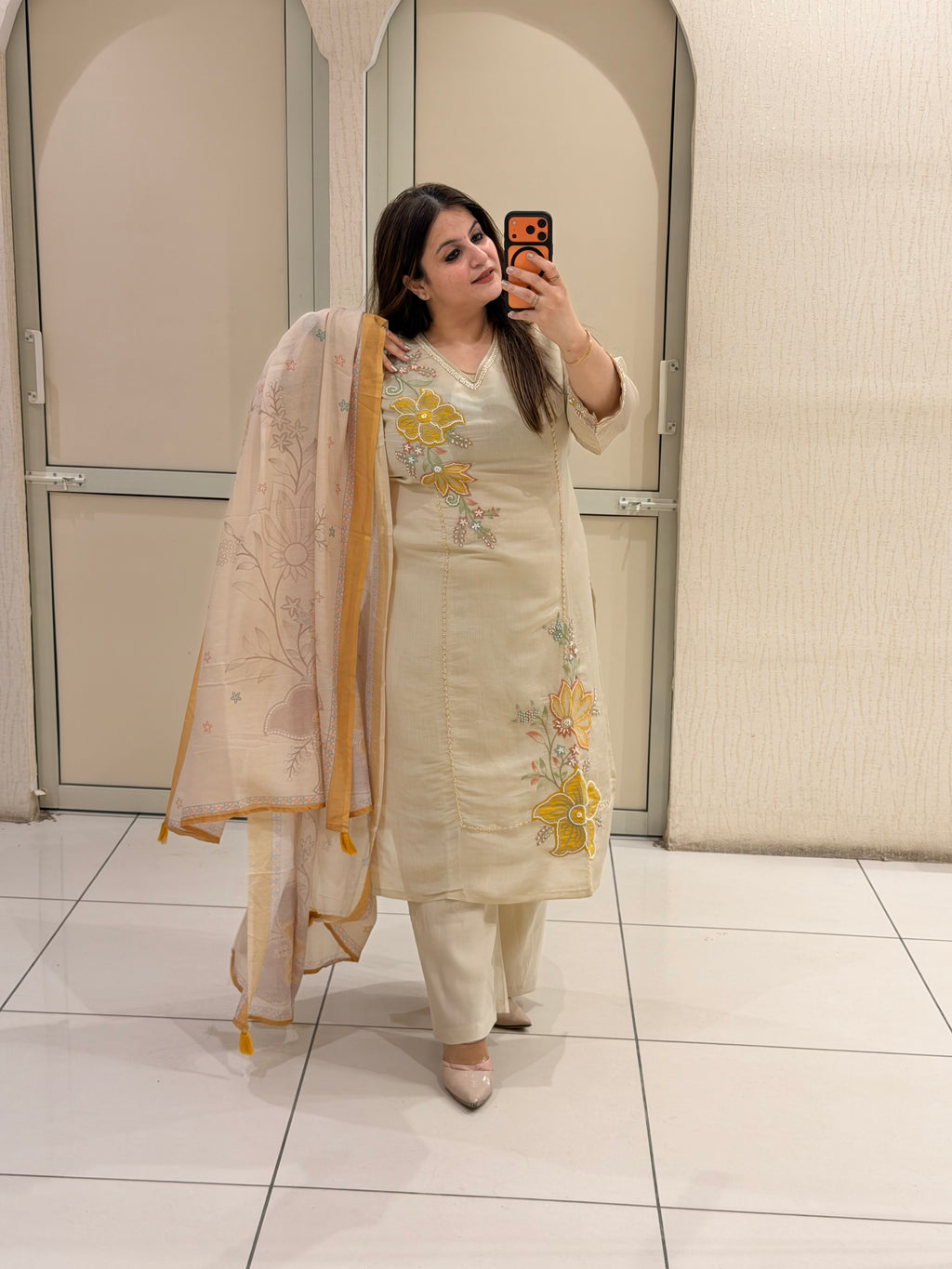 Premium Floral Embroidered Mul Cotton Suit Set