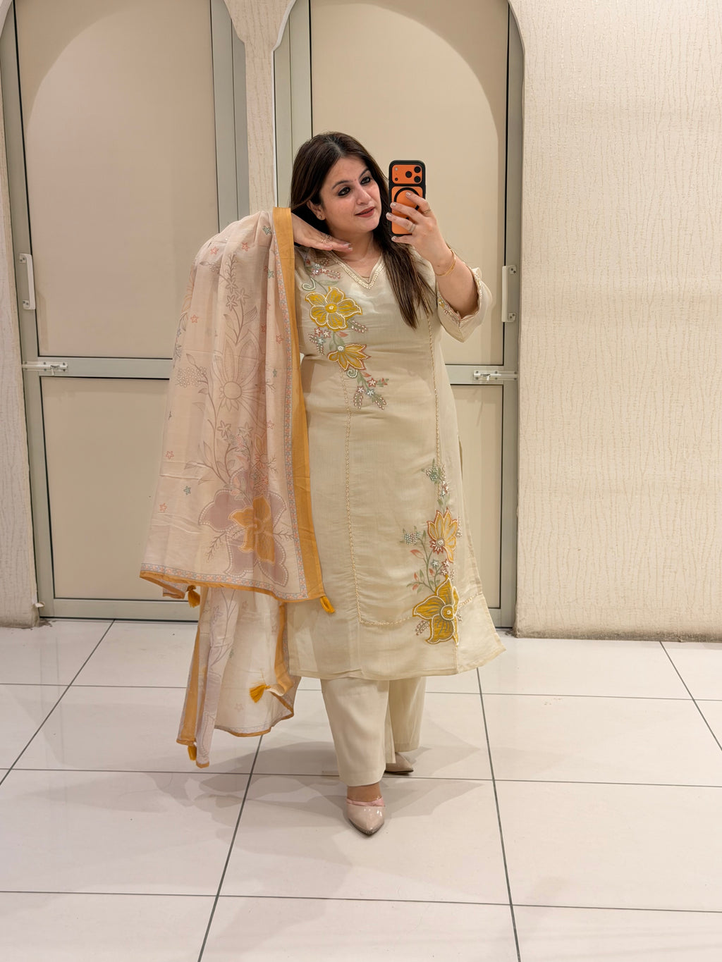 Premium Floral Embroidered Mul Cotton Suit Set