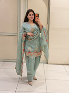 Premium Embroidered Partywear Suit with Farsi Salwar