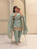 Premium Embroidered Partywear Suit with Farsi Salwar