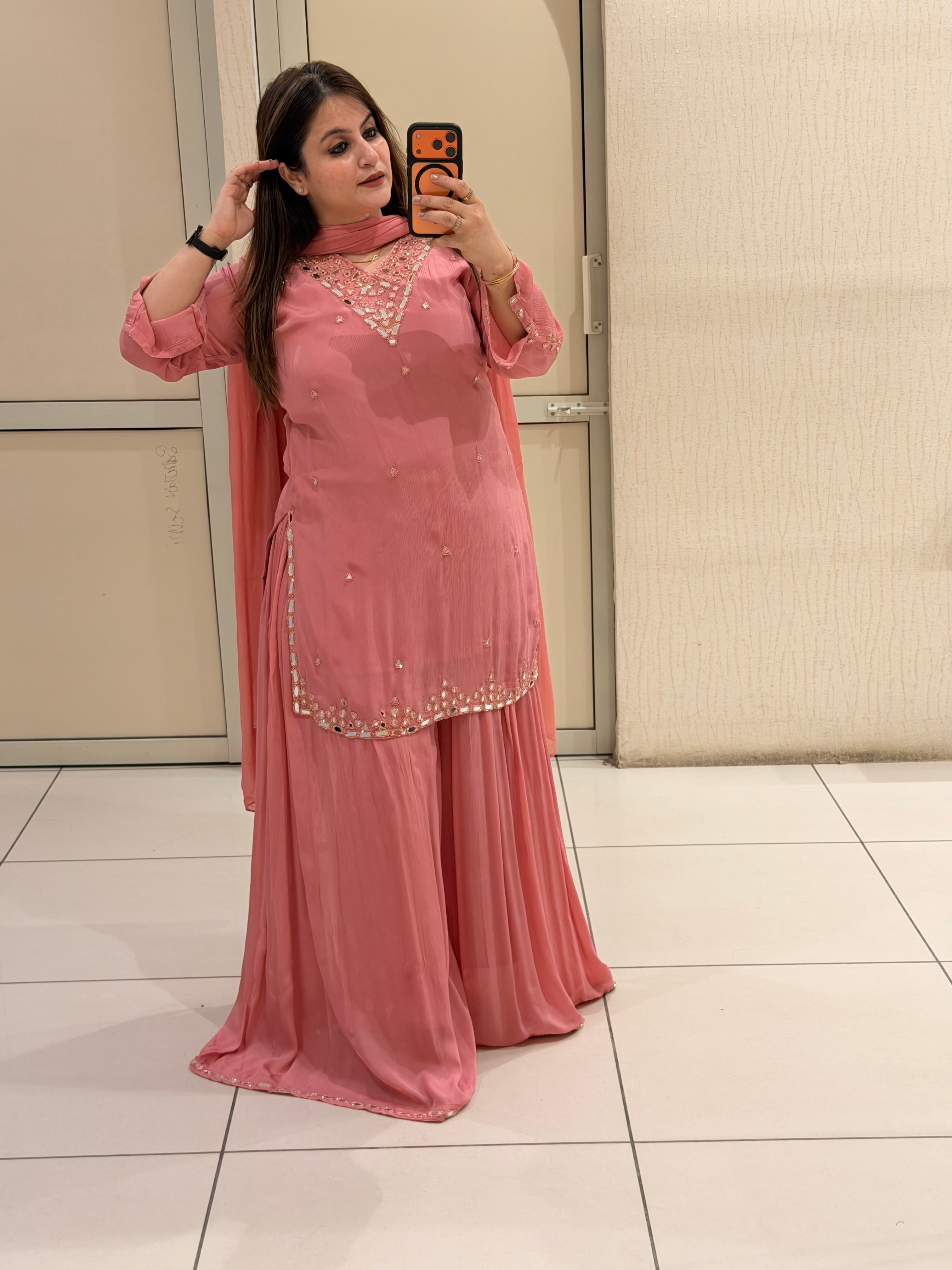 Premium Chinon Partywear Sharara Suit