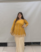 Premium Designer Handwork Dress with Draped Bottom