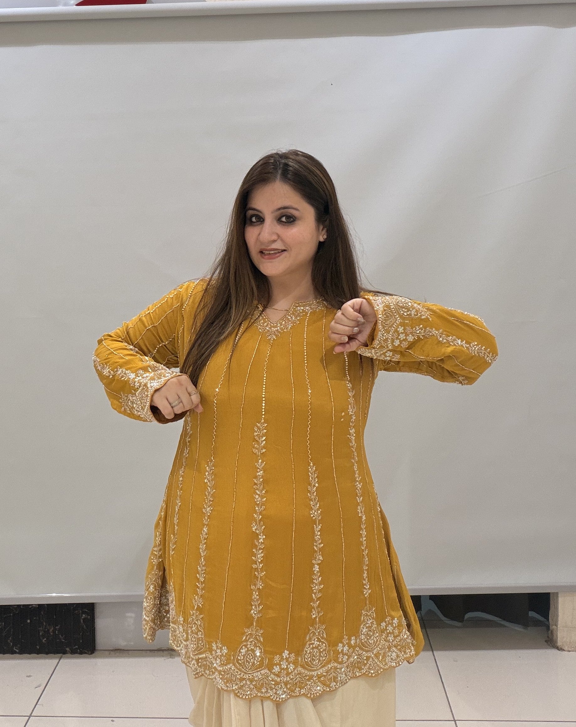 Premium Designer Handwork Dress with Draped Bottom