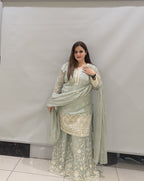 Premium Party Wear Embroidered Sharara Suit Set