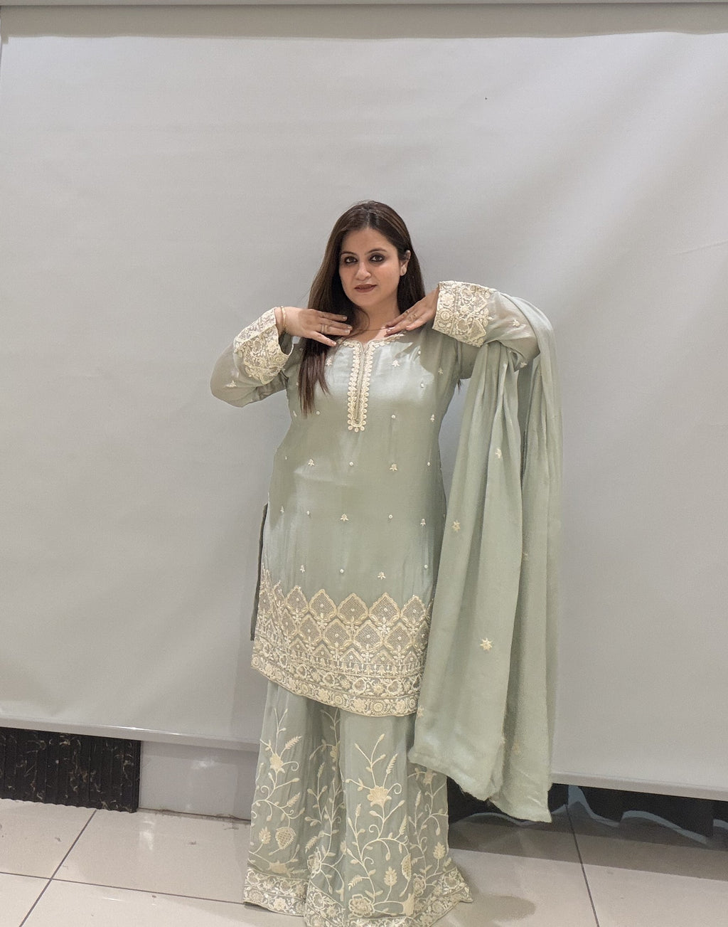 Premium Party Wear Embroidered Sharara Suit Set