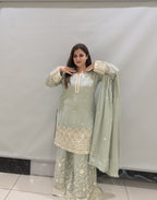 Premium Party Wear Embroidered Sharara Suit Set