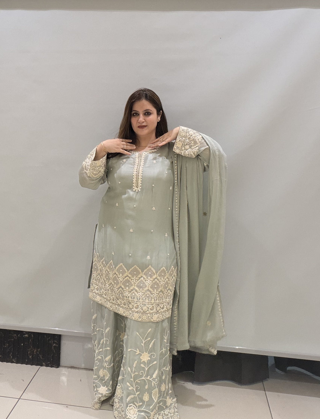 Premium Party Wear Embroidered Sharara Suit Set