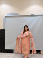 Peach Handwork Embroidered Suit Set (M–XXL)