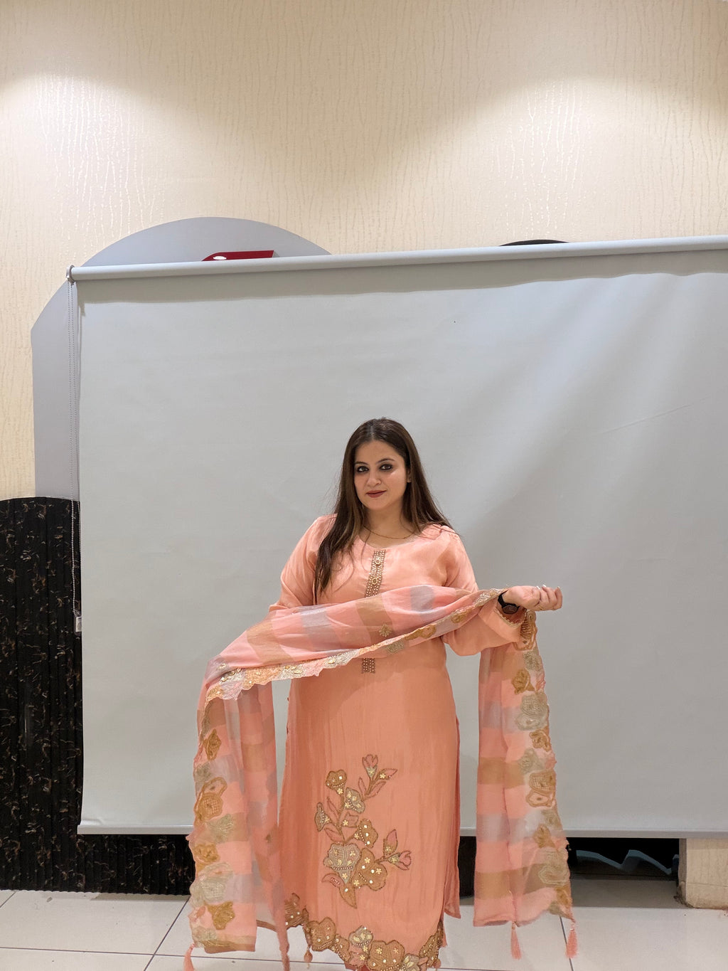 Peach Handwork Embroidered Suit Set (M–XXL)