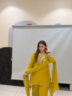 Yellow Embroidered Georgette Suit Set (M–XXL)