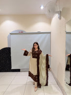 Beige & Brown Embroidered Pakistani Suit (M–XXL)
