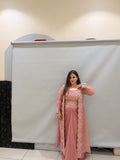 Pink Handwork Heavy Partywear Dress (Free Size up to XL)