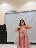 Pink Handwork Heavy Partywear Dress (Free Size up to XL)