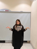 Black Pure Georgette Embroidered Suit Set (M–XXL)