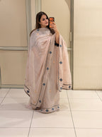Light Pink Embroidered Unstitched Suit (Premium Fabric)