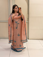 Peach Exclusive Mul Embroidered Unstitched Suit (Premium Collection)