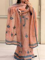 Peach Exclusive Mul Embroidered Unstitched Suit (Premium Collection)