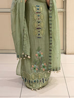 Light Green Exclusive Mul Embroidered Unstitched Suit (Premium Collection)