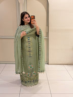 Light Green Exclusive Mul Embroidered Unstitched Suit (Premium Collection)