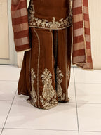 Elegant Brown Crepe Embroidered Palazzo Suit Set with Designer Dupatta