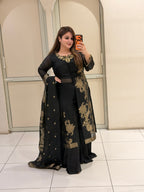 Black & Gold Embroidered Designer Suit Set