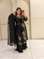 Black & Gold Embroidered Designer Suit Set
