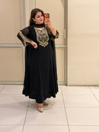 Black Pure Georgette Handwork Designer Suit Set