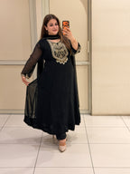 Black Pure Georgette Handwork Designer Suit Set