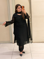 Black Party Wear Handwork Designer Suit Set