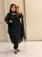 Black Party Wear Handwork Designer Suit Set