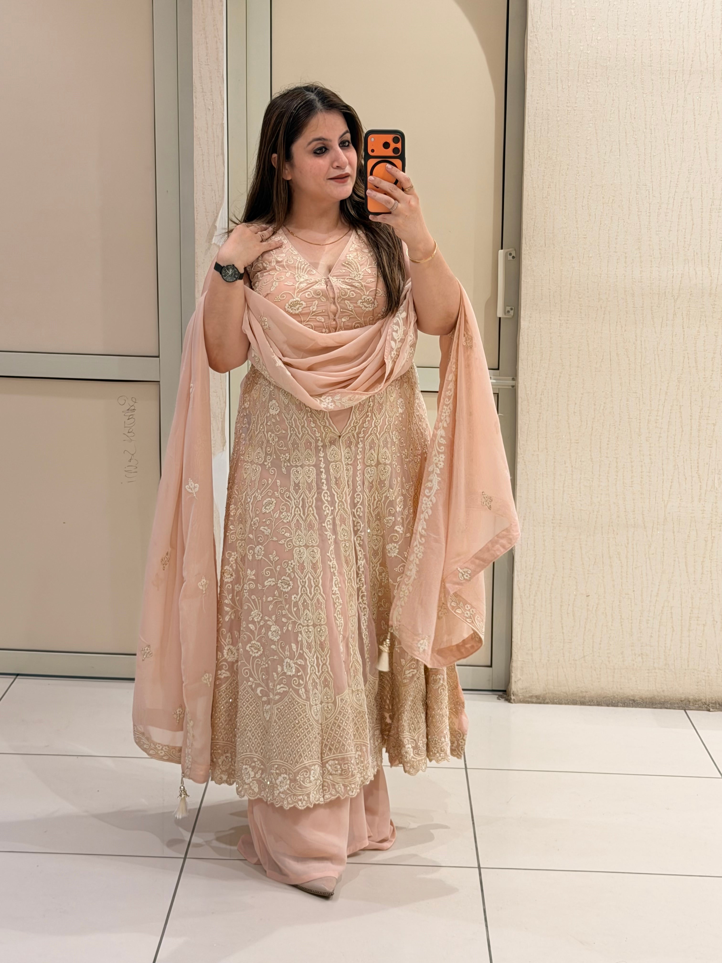 Blush Pink Heavy Embroidered Party Wear Suit Set