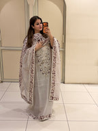 Off-White Exclusive Mul Embroidered Unstitched Suit (Premium Collection)