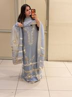 Light Blue Exclusive Mul Embroidered Unstitched Suit (Premium Collection)